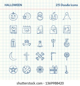 Halloween 25 Doodle Icons. Hand Drawn Business Icon set