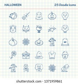 Halloween 25 Doodle Icons. Hand Drawn Business Icon set