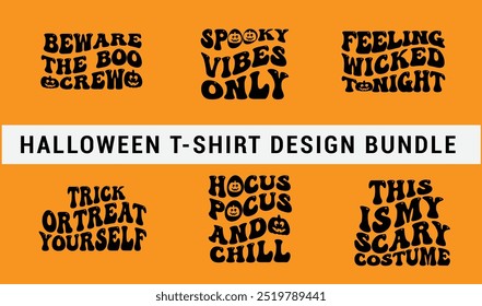 Halloween (31 October) groovy design for t-shirt, cards, frame artwork, bags, mugs, stickers,  icon etc. Print Ready Halloween T-Shirt Template - Vector.