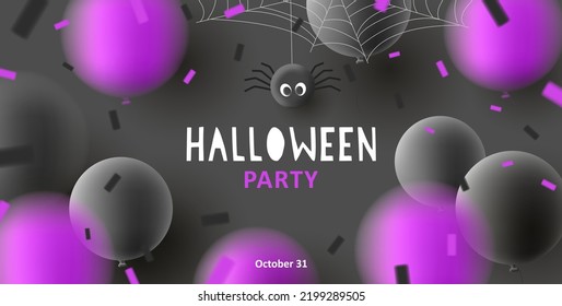Halloween 3d balloons with scary faces and web spider