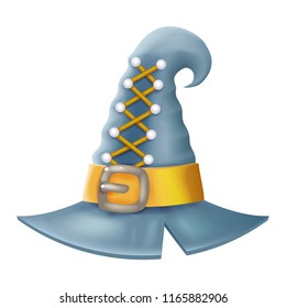 Halloween 3d cartoon witch hat children costume kid masquerade party icon vector illustration