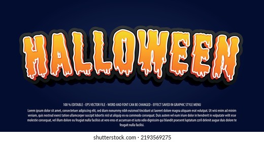 Halloween 3d efecto de texto editable plantilla vectorial