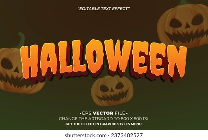 Halloween 3d editable text effect vector template