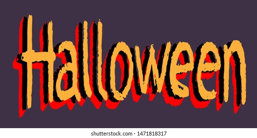 Halloween 3D Hand Lettering. Volumetric text Template for party design. Vector illustration