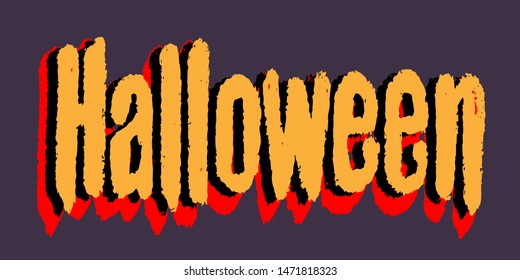 Halloween 3D Hand Lettering. Volumetric text Template for party design. Vector illustration