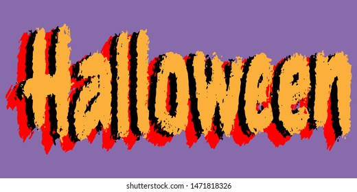 Halloween 3D Hand Lettering. Volumetric text Template for party design. Vector illustration