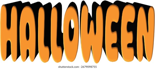 Halloween 3D Texto Naranja Negro Negrita Tipografía Diseño de Vector
