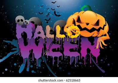 halloween 3d text vector