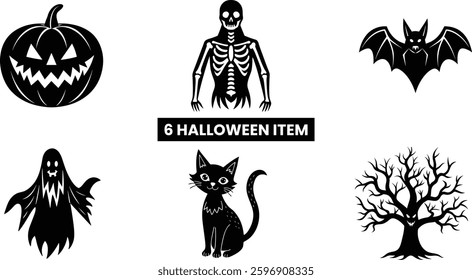 Halloween 6 vector element bundle design, illustration design, Halloween 6 creative bundle design in illustrator vector art design.