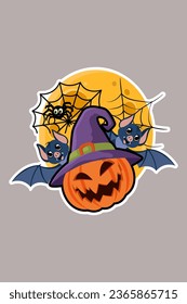 halloween _horror hand and pumkin stiker