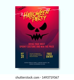 Halloween A4 poster template with spooky face illustration