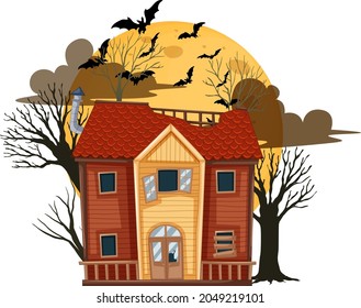 Halloween abandoned house isolated illustration