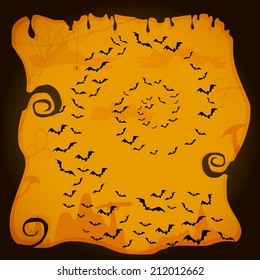 Halloween abstract background with flying bats, illustration.