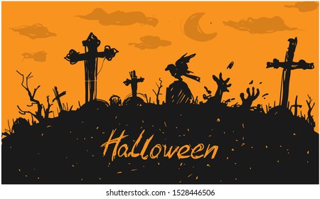 halloween abstract background. scary, horror design.31 october event banner with copy space.vector illustration