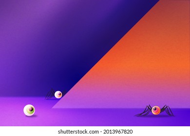 Halloween abstract background template design with purple product display. 3d Paper art abstract minimal geometric shape background.Vector illustration.