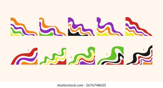 Paquete de ilustración de esquina Abstractas de Halloween