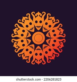 Halloween Resumen tarjeta de ilustración festiva mandala vectorial con cráneo de horror
