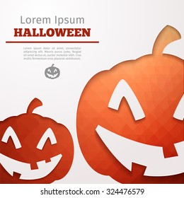 Halloween abstract geometric background with polygons. Info graphics composition with geometric shapes. Pumpkin label design. Vector illustration for holidays halloween invitation
