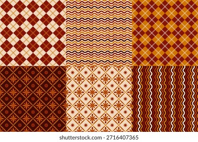Halloween abstracto geométrico sin fisuras patrón conjunto naranja marrón para envolver tela textil Fondo de pantalla
