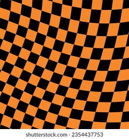 Halloween abstract seamless pattern, psychedelic checkerboard groovy design for textile, wallpaper or print, hippie style vector background