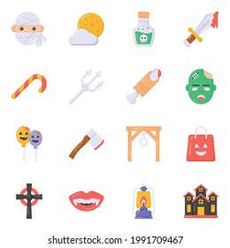 Halloween Accessories Flat Icons Pack 