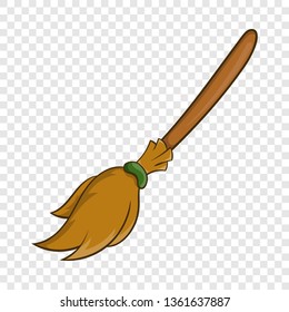 Halloween accessory broom icon in cartoon style isolated on background for any web design 