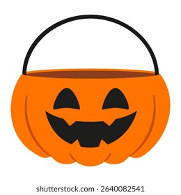 Halloween Accessory - Jack-o'-Lantern Treat Basket. Flat vector illustration isolated on white background