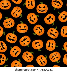 Halloween adorable seamless background. Pumpkin autumn harvest vector pattern