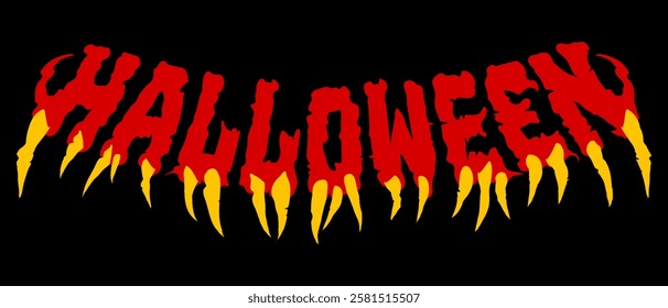 Halloween aggressive text with teeth. Stylish Halloween letter design. Horror sticker, invitation, banner, background, etc. Vector illustration.