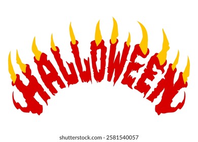 Halloween aggressive text with teeth. Stylish Halloween letter design. Horror sticker, invitation, banner, background, etc. Vector illustration.