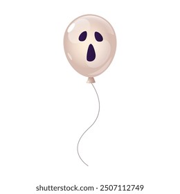 Halloween air balloon design in cartoon style with scary face isolated on white background.