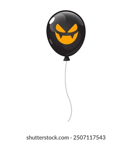 Halloween air balloon design in cartoon style with scary face isolated on white background.