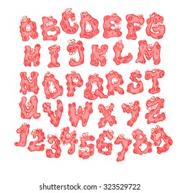 Halloween alphabet with funny monster characters