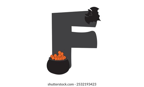 Letras do alfabeto de Halloween com fundo branco. Cartas vetor Halloween para convites, cartão de saudação, aniversário, logotipo, cartaz e outros.