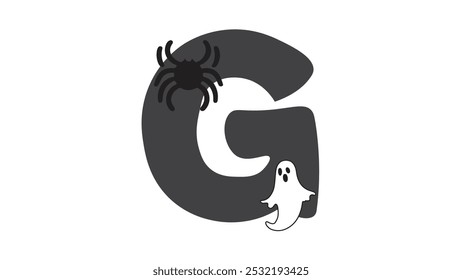 Halloween alphabet letters with white background. Vector Halloween letters for invitations, greeting card, birthday, logo, poster and other.