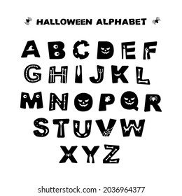 halloween alphabet, silhouettes of letters with patterns inside