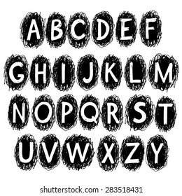 Halloween alphabet Vector illustration of a handwritten marker alphabet. Type design. Education school abc theme. Trendy style.