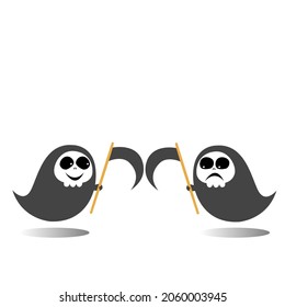 Halloween angles two face vector with white background.