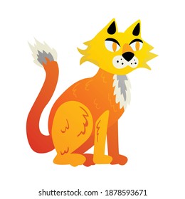 Halloween angry cat with horror symbols colorful vector illustration