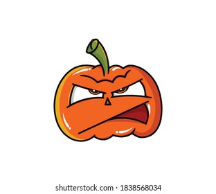 Halloween Angry Monster Pumpkins Vector Illustration