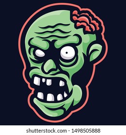 Halloween Angry Zombie Head With Brain 
Mascot Vector Illustration Suitable For Logo or Anything - Spooky Monster