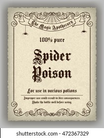 Halloween apothecary label in retro style. Vector illustration