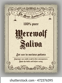 Halloween Apothecary Label In Retro Style. Vector Illustration