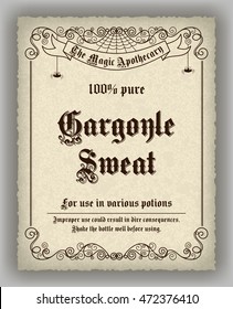 Halloween Apothecary Label In Retro Style. Vector Illustration