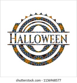 Halloween arabesque emblem background. arabic decoration.