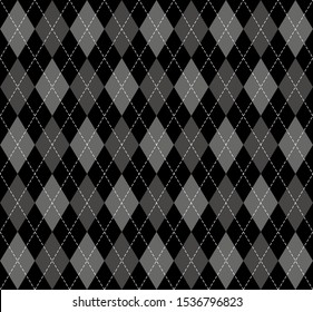 Halloween Argyle plaid. Scottish pattern in gray and black rhombuses. Scottish cage. Traditional Scottish background of diamonds . Fabric texture. Vector illustration