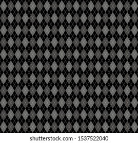 Halloween Argyle plaid. Scottish pattern in gray and black rhombuses. Scottish cage. Traditional Scottish background of diamonds . Seamless fabric texture. Vector illustration
