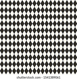 Halloween Argyle plaid. Scottish pattern in white and black rhombuses. Scottish cage. Traditional Scottish background of diamonds . Seamless fabric texture. Vector illustration