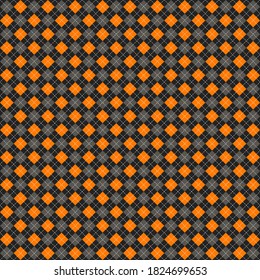 Dorada de Halloween Argyle. Patrón escocés en rombos naranja, negro y gris. Jaula escocesa. Antecedentes tradicionales escoceses de diamantes. Textura de tela sin fisuras. Ilustración del vector