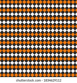 Dorada de Halloween Argyle. Patrón escocés en rombos naranja, negro y blanco. Jaula escocesa. Antecedentes tradicionales escoceses de diamantes. Textura de tela sin fisuras. Ilustración del vector